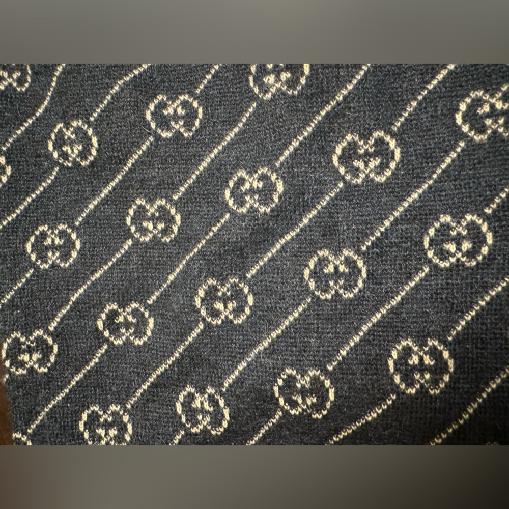 New Authentic Gucci GG Logo Dog Wool Sweater Vest Blue - Picture 3 of 16